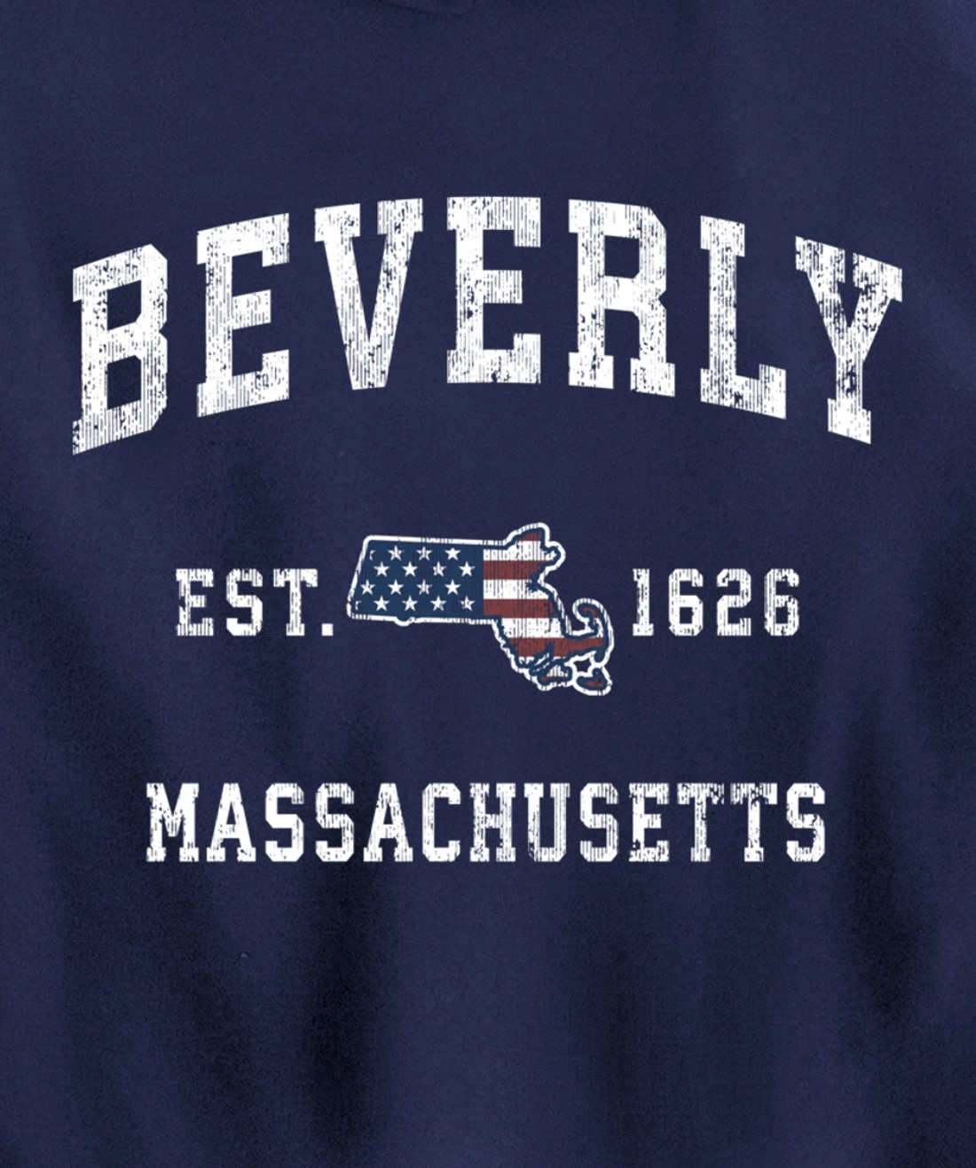 Beverly Massachusetts MA Vintage American Flag Sports Design Pullover Hoodie