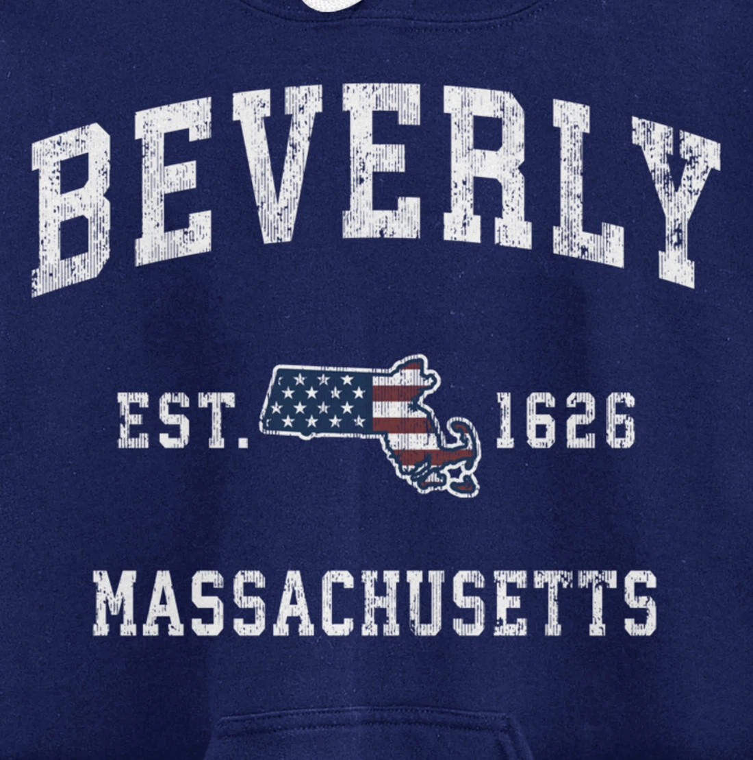 Beverly Massachusetts MA Vintage American Flag Sports Design Pullover Hoodie