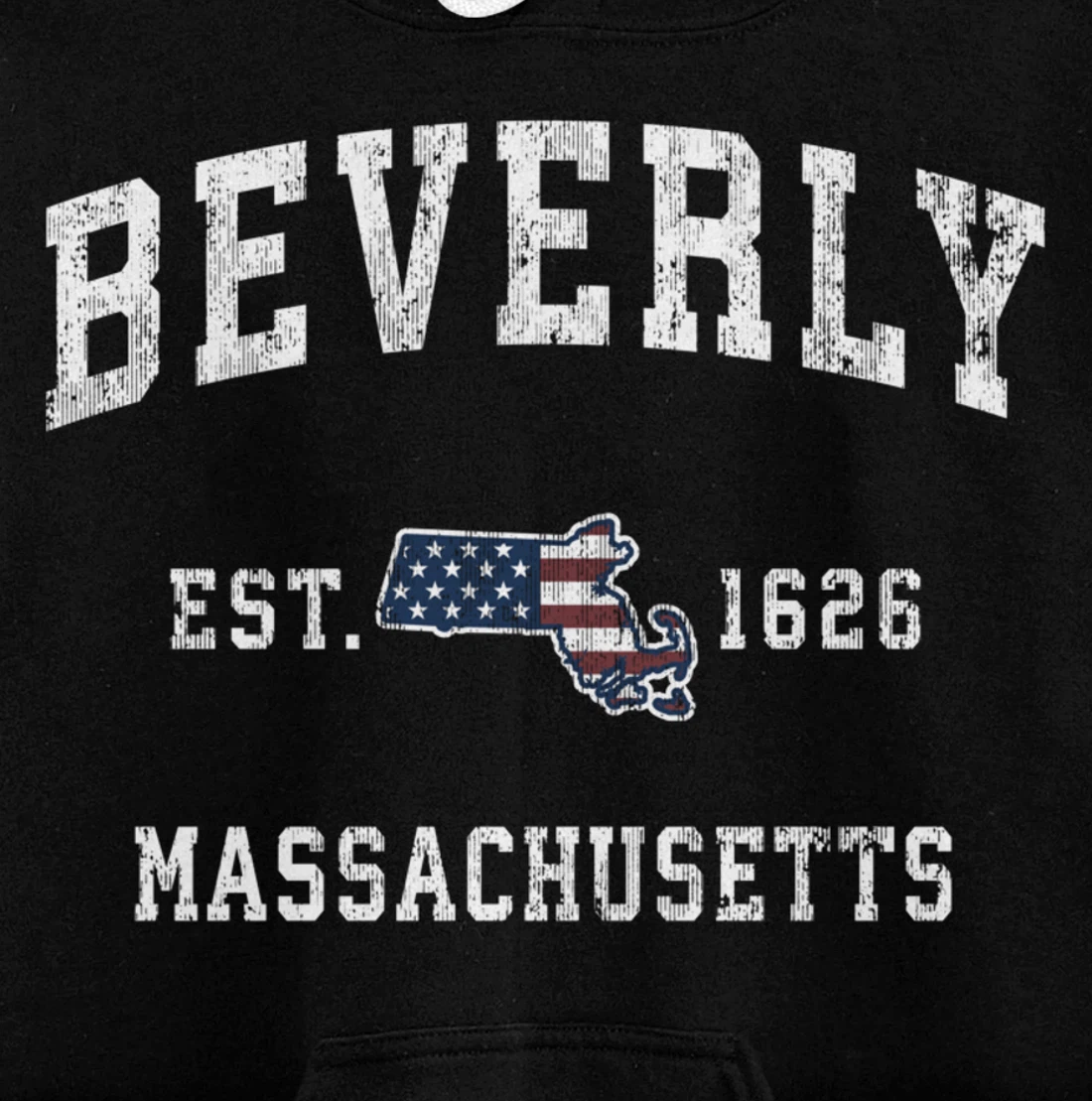 Beverly Massachusetts MA Vintage American Flag Sports Design Pullover Hoodie