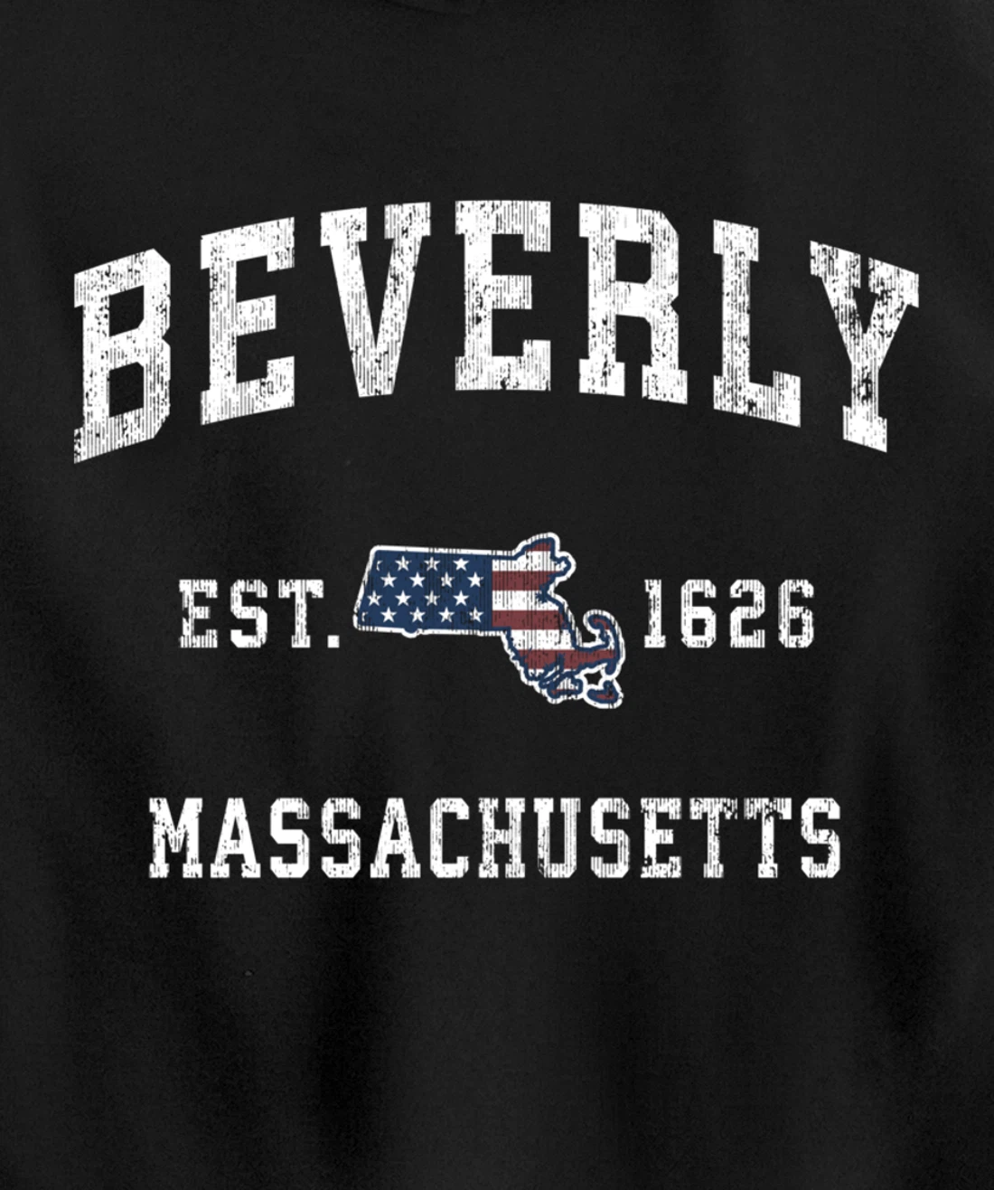 Beverly Massachusetts MA Vintage American Flag Sports Design Pullover Hoodie
