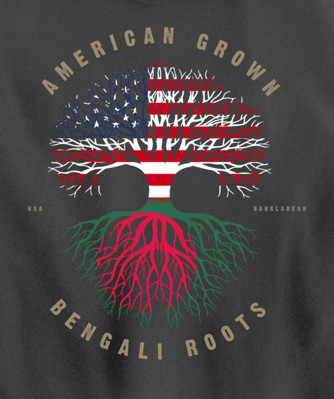 American Grown Bengali Heart Love Bangladesh Flag Pullover Hoodie