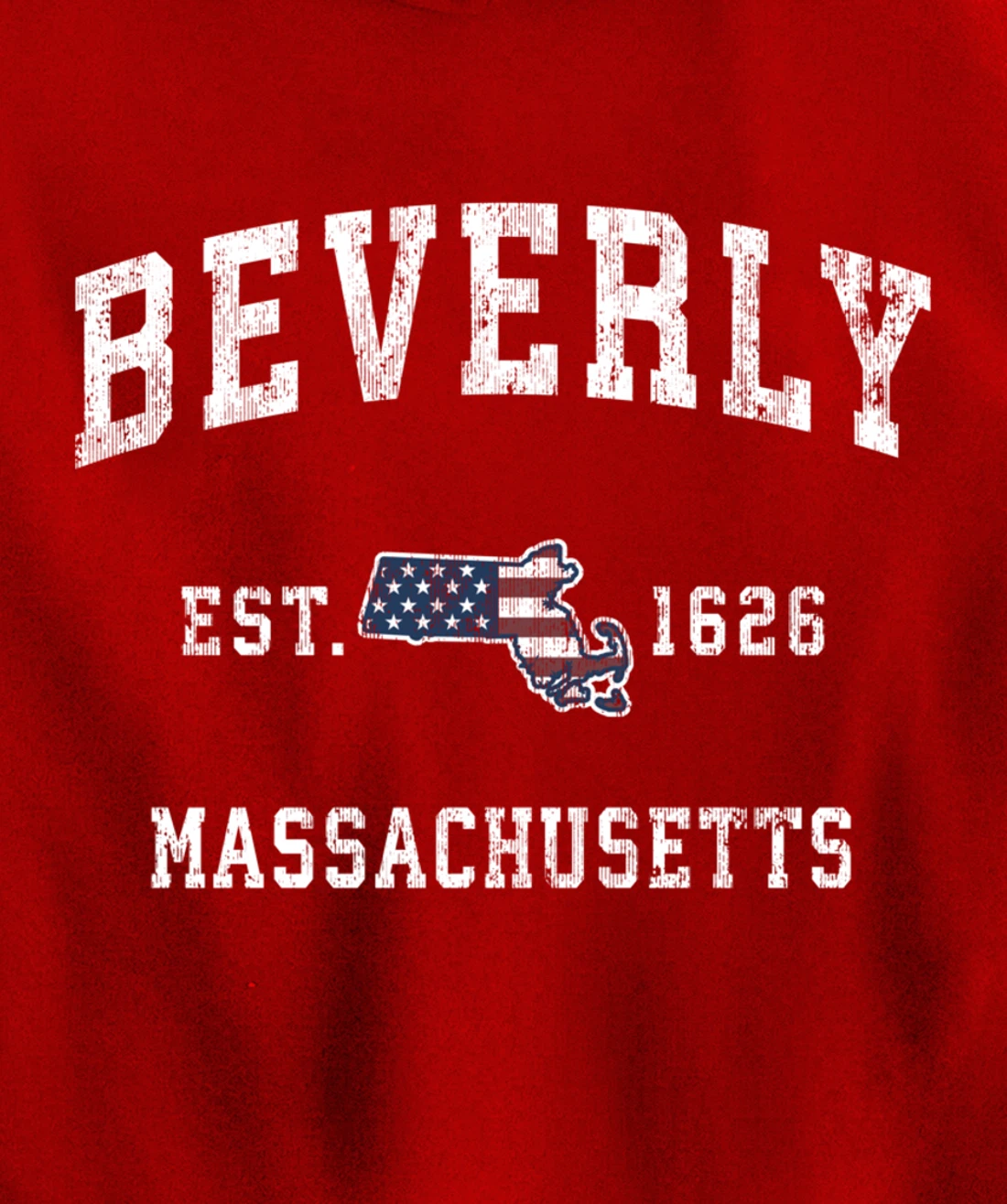Beverly Massachusetts MA Vintage American Flag Sports Design Pullover Hoodie