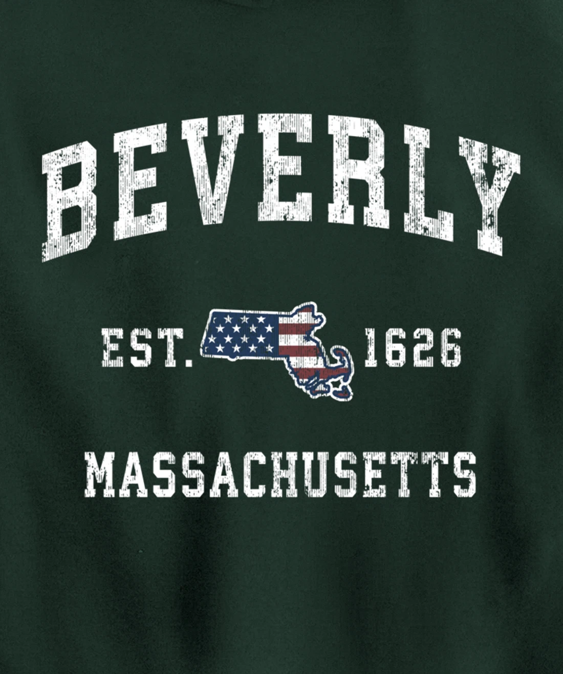 Beverly Massachusetts MA Vintage American Flag Sports Design Pullover Hoodie