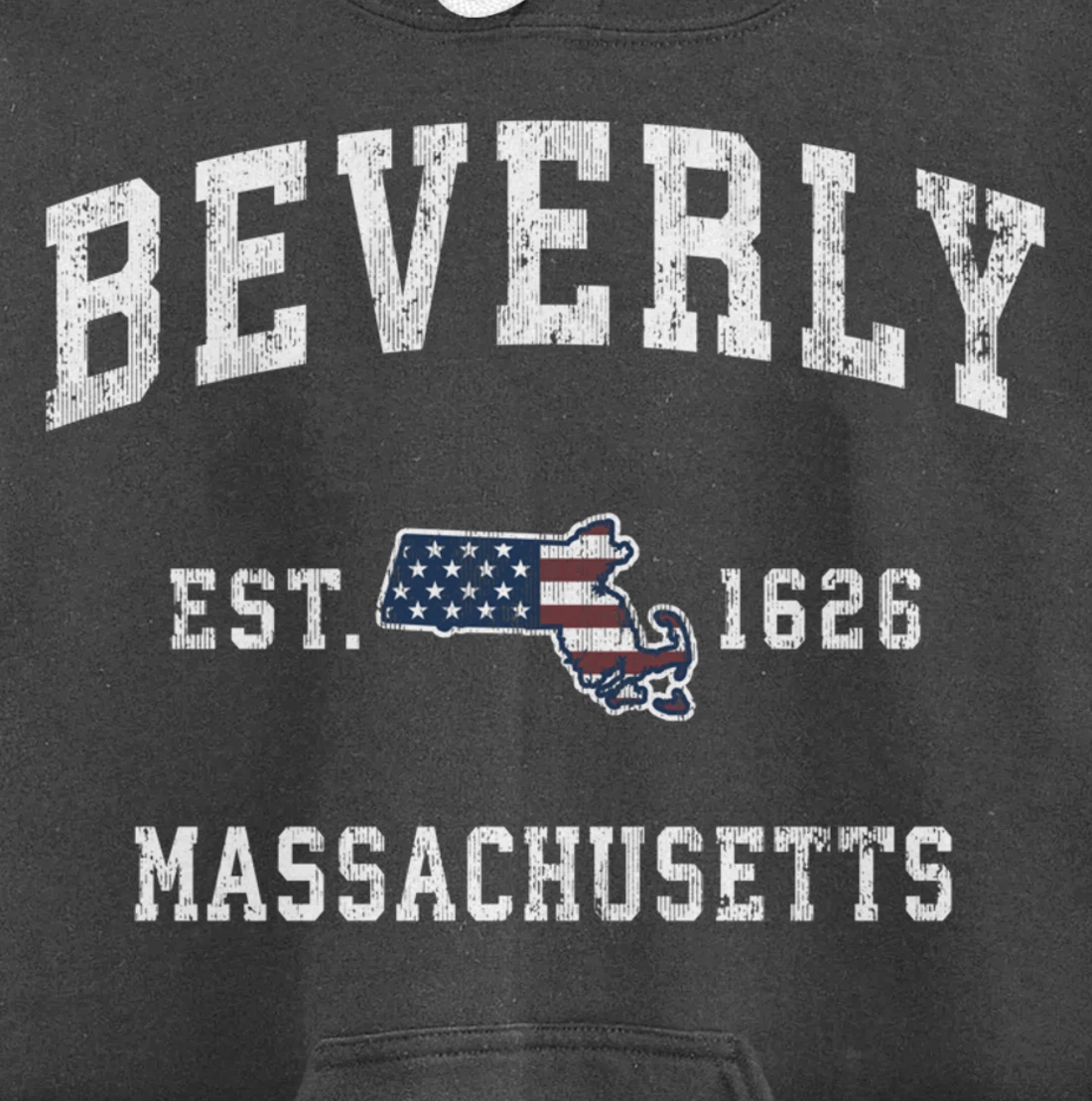 Beverly Massachusetts MA Vintage American Flag Sports Design Pullover Hoodie