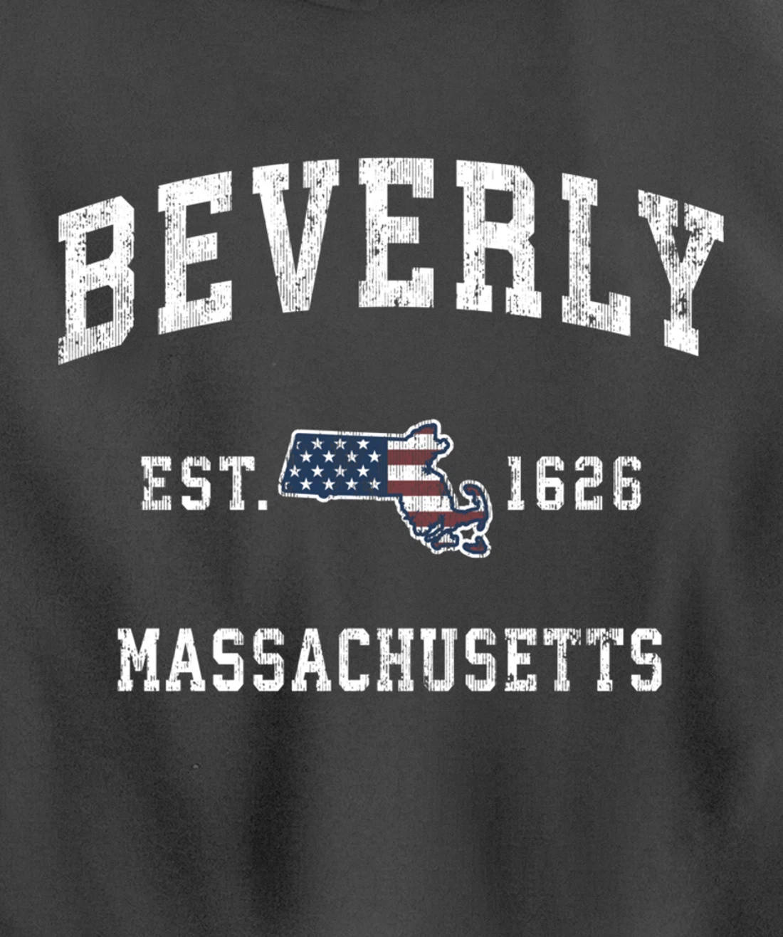 Beverly Massachusetts MA Vintage American Flag Sports Design Pullover Hoodie