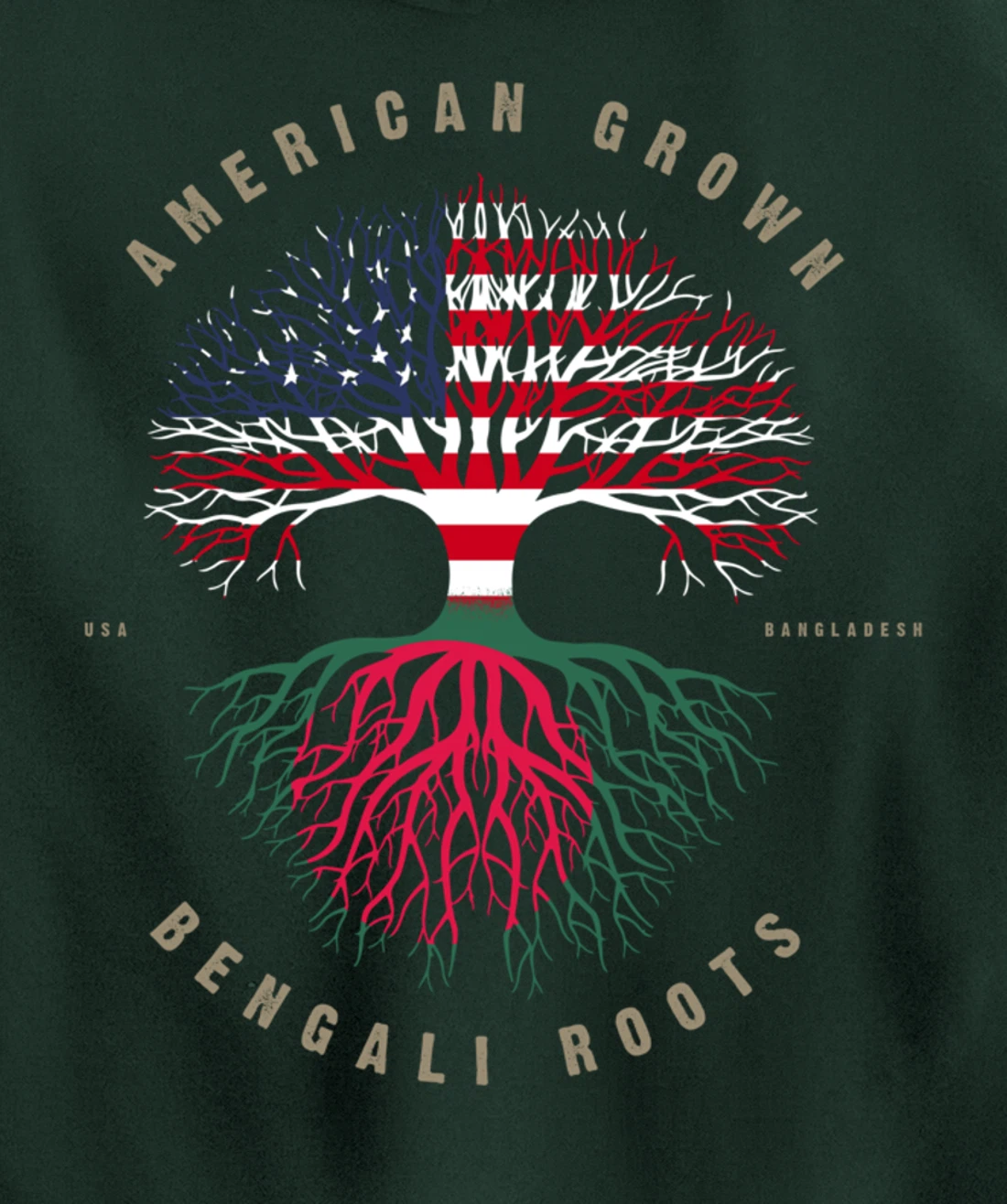 American Grown Bengali Heart Love Bangladesh Flag Pullover Hoodie