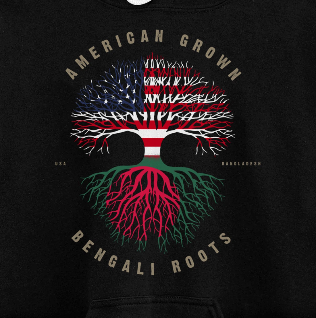 American Grown Bengali Heart Love Bangladesh Flag Pullover Hoodie