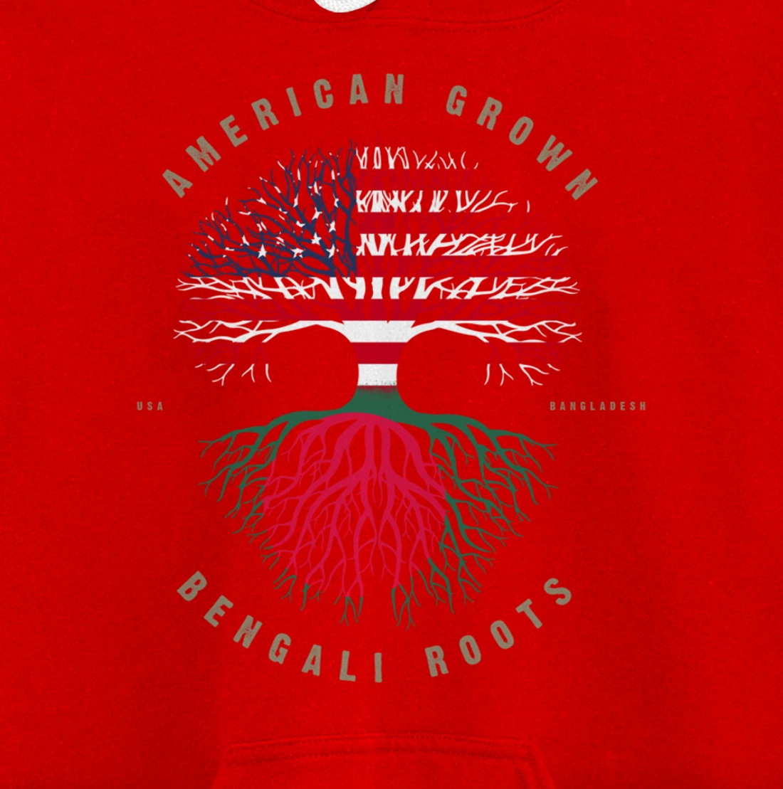American Grown Bengali Heart Love Bangladesh Flag Pullover Hoodie