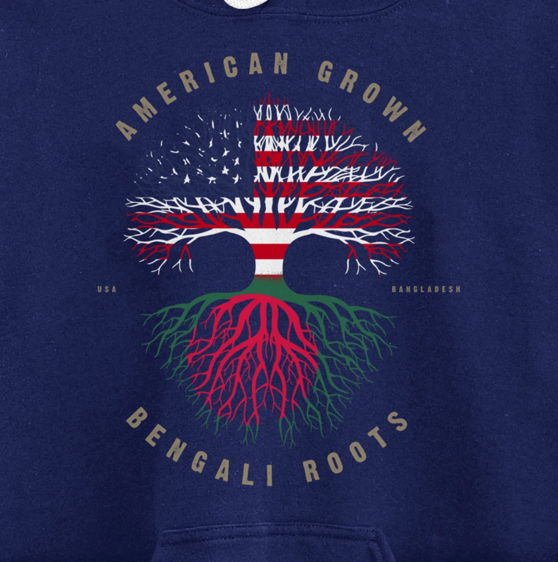 American Grown Bengali Heart Love Bangladesh Flag Pullover Hoodie