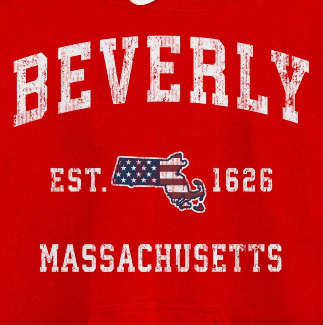 Beverly Massachusetts MA Vintage American Flag Sports Design Pullover Hoodie