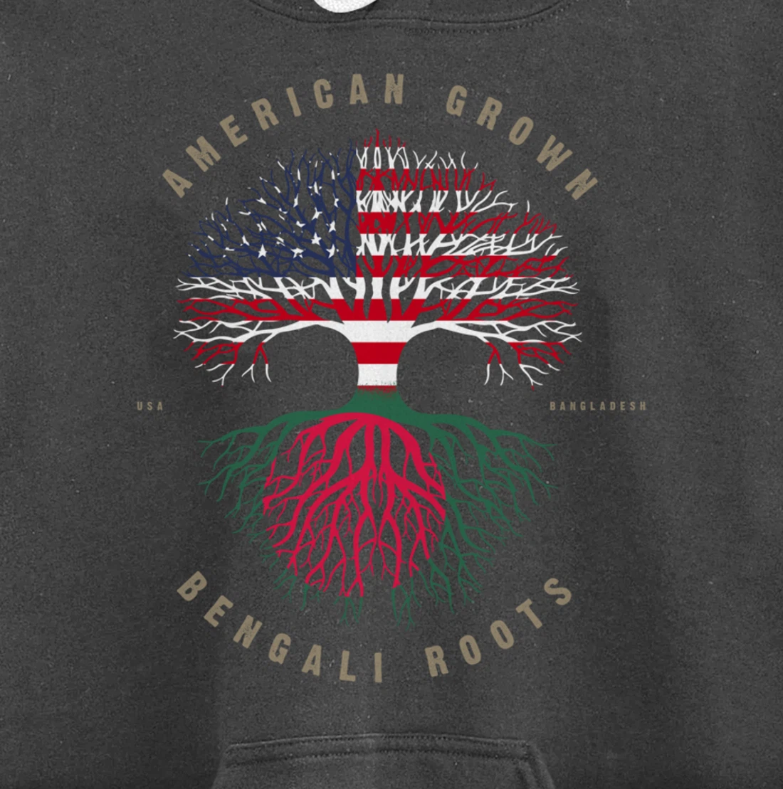American Grown Bengali Heart Love Bangladesh Flag Pullover Hoodie