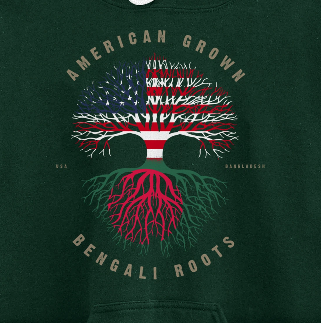 American Grown Bengali Heart Love Bangladesh Flag Pullover Hoodie