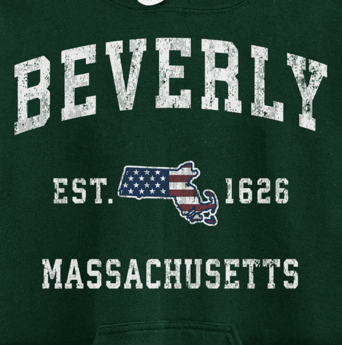 Beverly Massachusetts MA Vintage American Flag Sports Design Pullover Hoodie