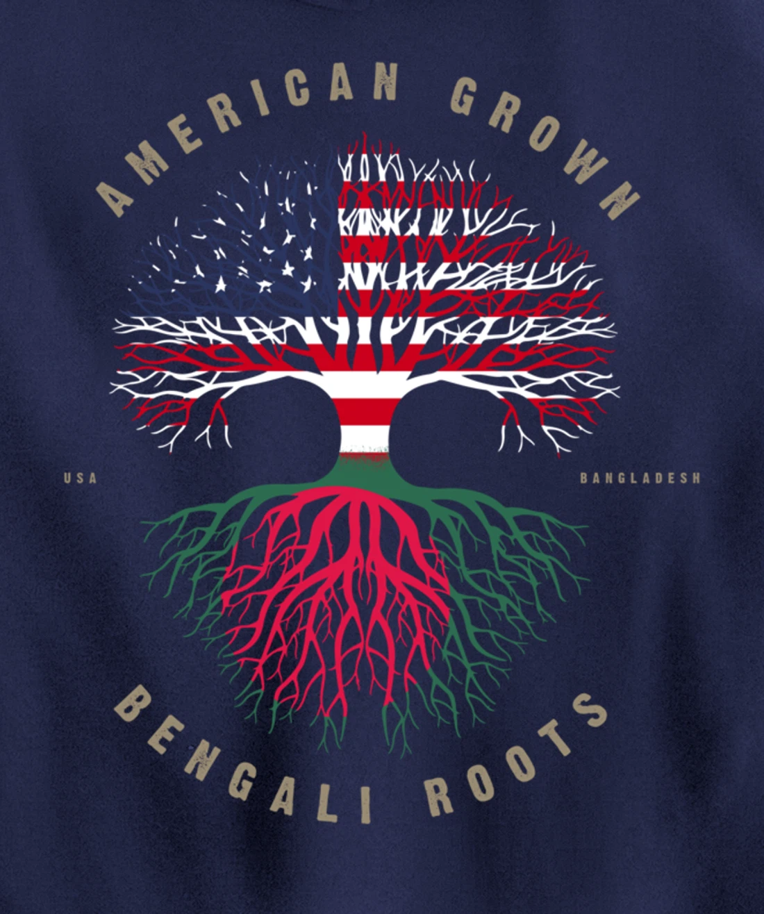 American Grown Bengali Heart Love Bangladesh Flag Pullover Hoodie