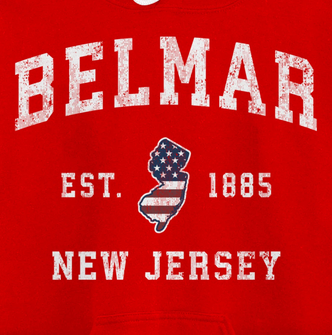 Belmar New Jersey NJ Vintage American Flag Sports Design Pullover Hoodie