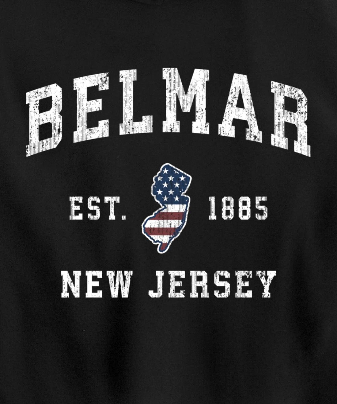 Belmar New Jersey NJ Vintage American Flag Sports Design Pullover Hoodie