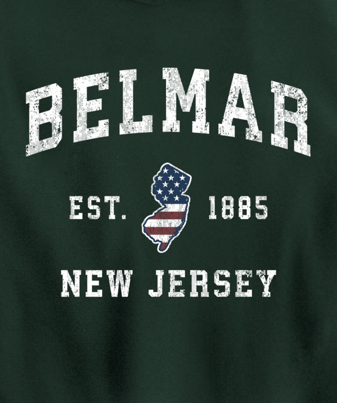 Belmar New Jersey NJ Vintage American Flag Sports Design Pullover Hoodie