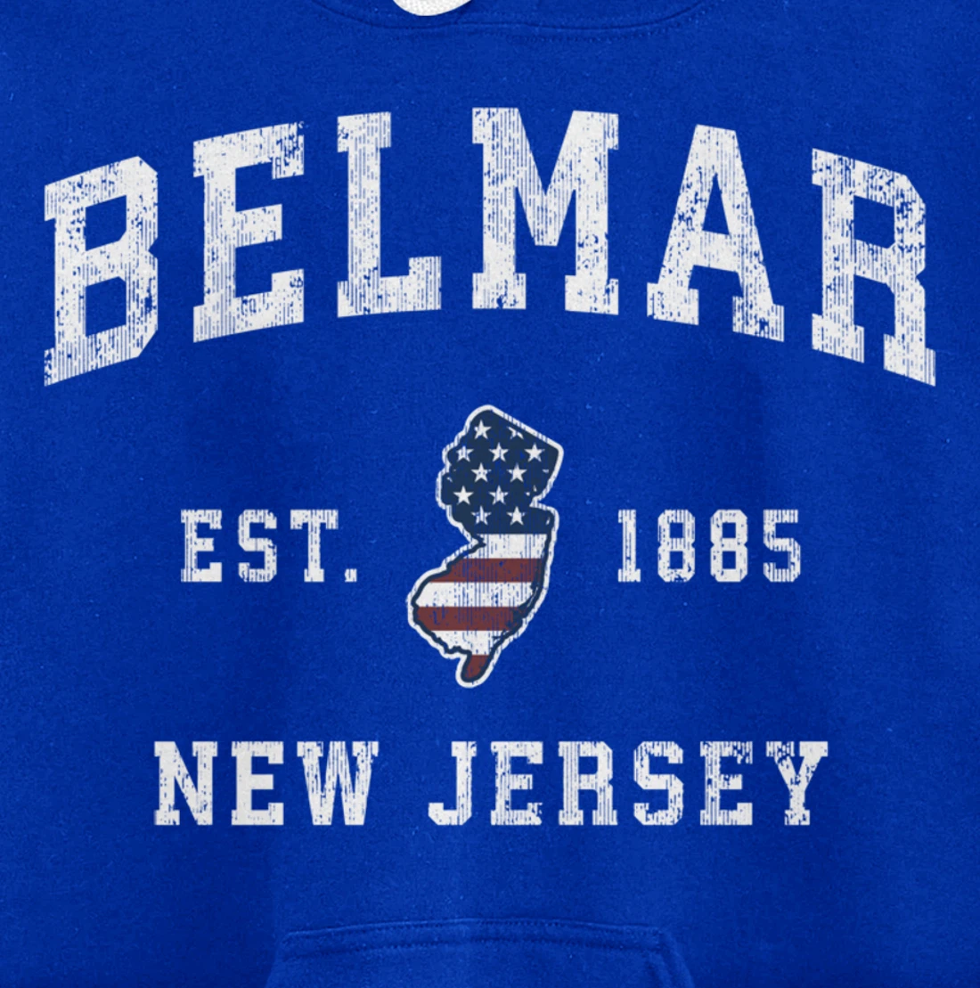 Belmar New Jersey NJ Vintage American Flag Sports Design Pullover Hoodie