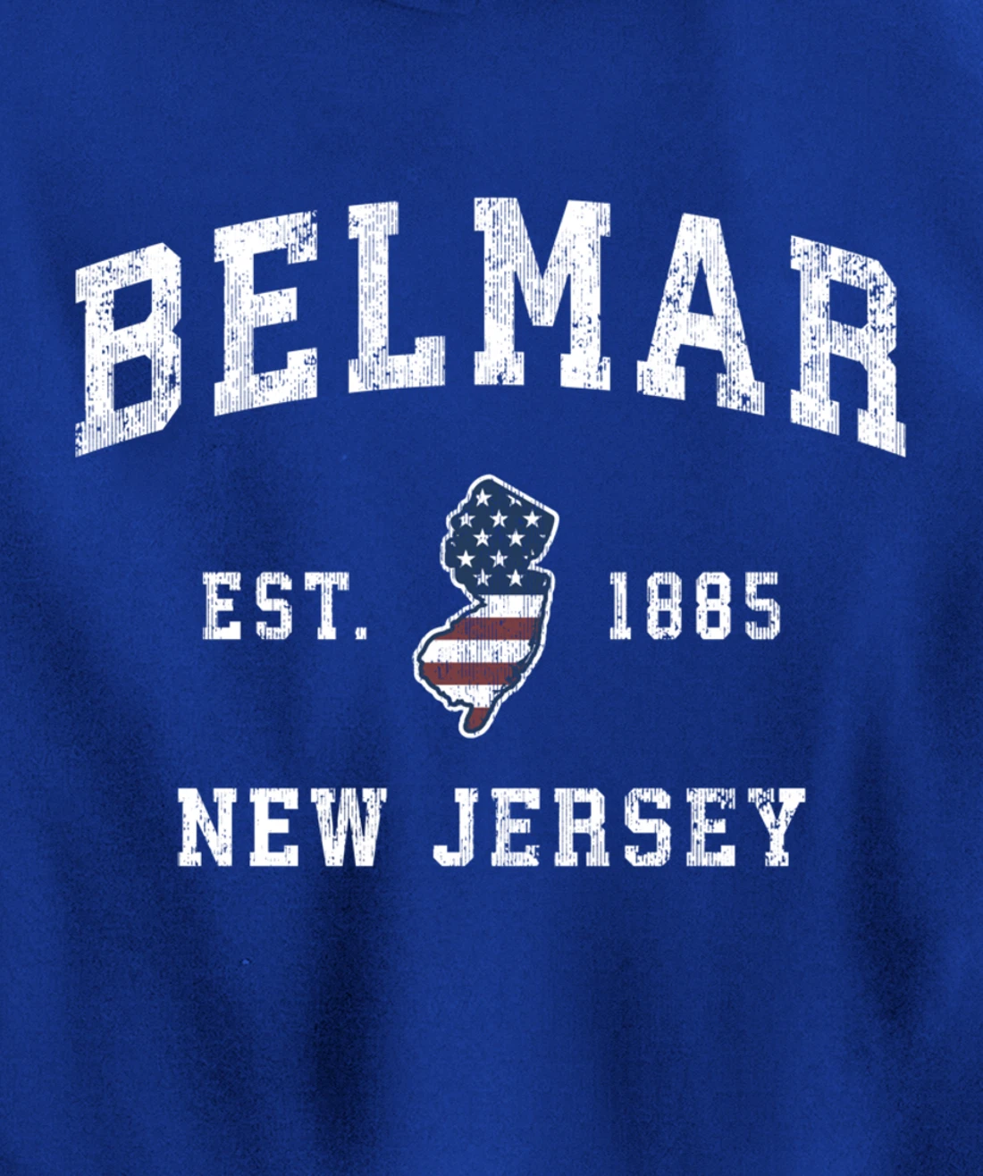 Belmar New Jersey NJ Vintage American Flag Sports Design Pullover Hoodie