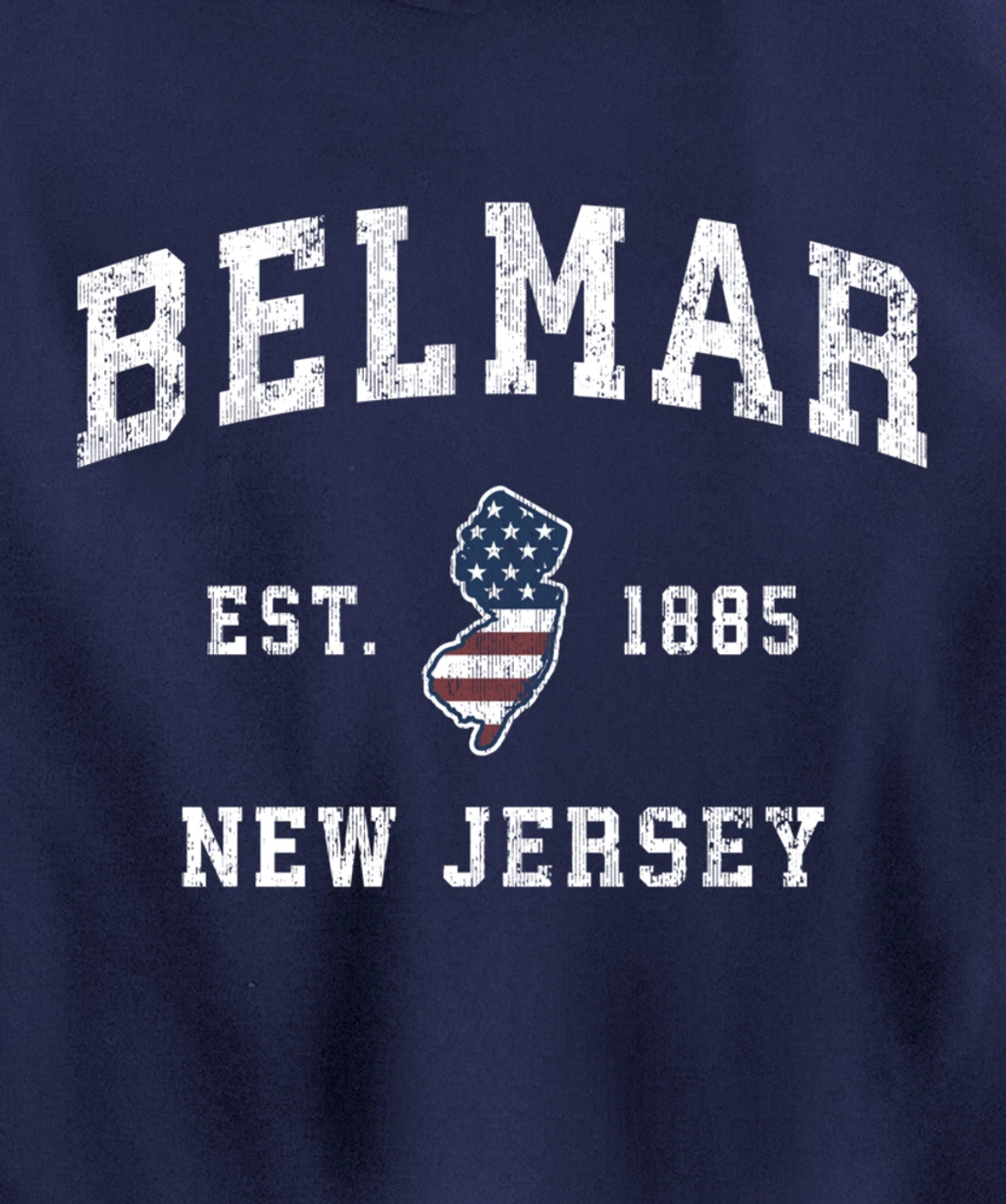 Belmar New Jersey NJ Vintage American Flag Sports Design Pullover Hoodie