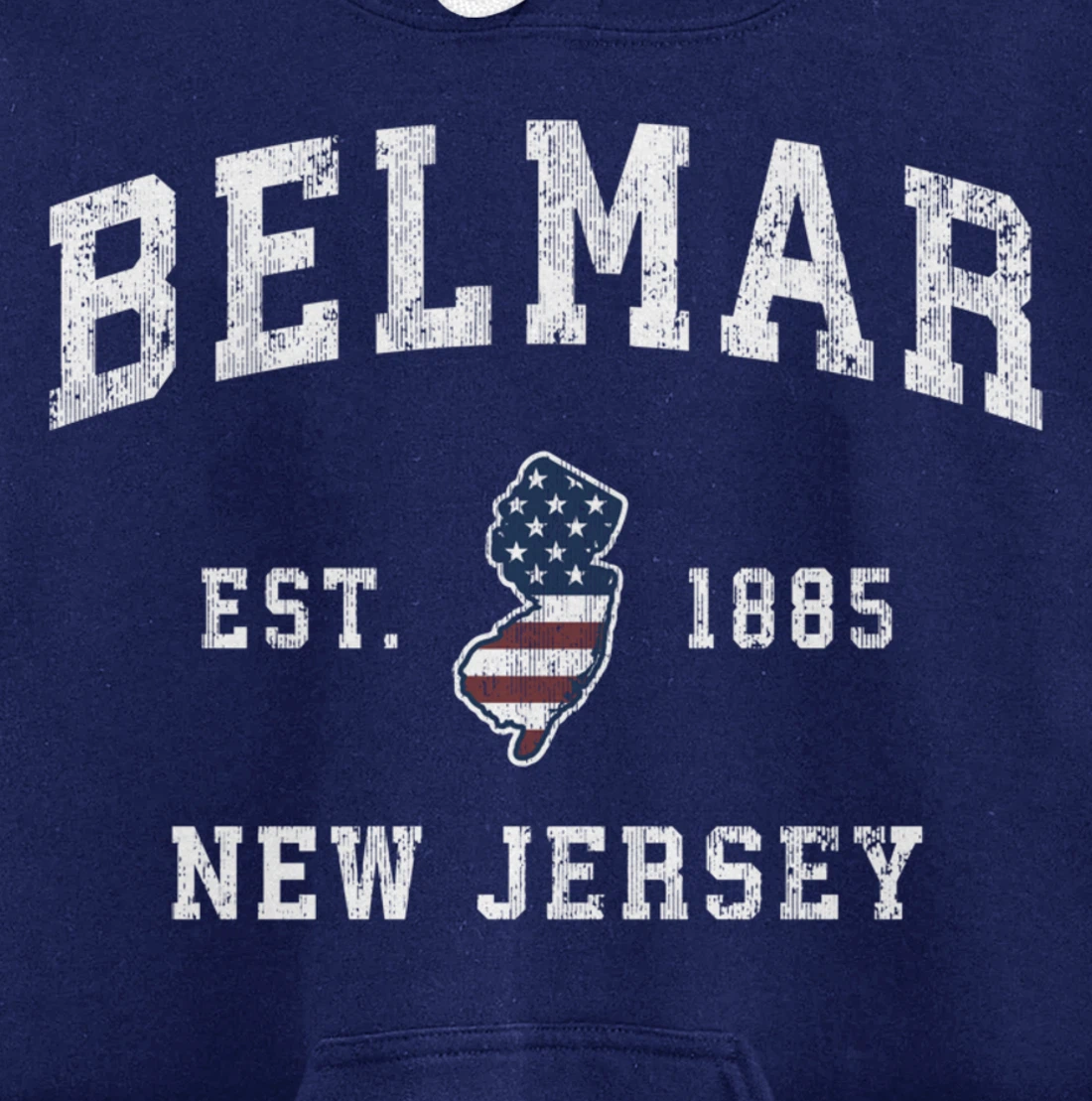 Belmar New Jersey NJ Vintage American Flag Sports Design Pullover Hoodie
