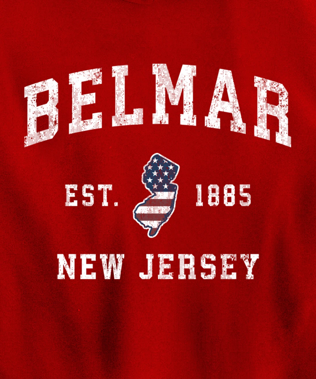 Belmar New Jersey NJ Vintage American Flag Sports Design Pullover Hoodie