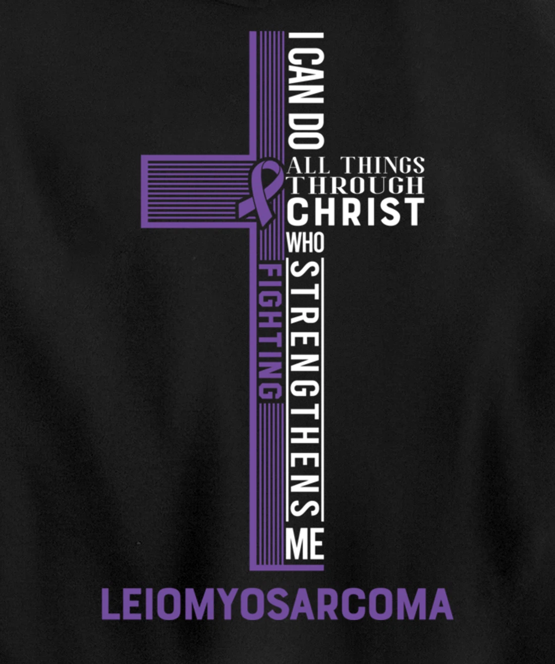 Leiomyosarcoma Awareness Fight Cancer Ribbon Pullover Hoodie