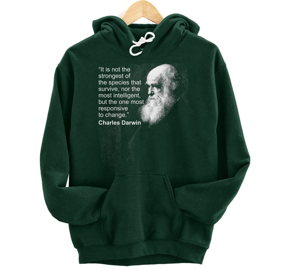 Charles Darwin Portrait quote Evolution Atheist gift Pullover Hoodie