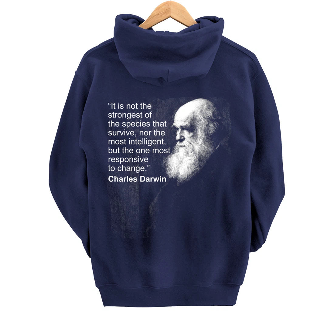 Charles Darwin Portrait quote Evolution Atheist gift Pullover Hoodie