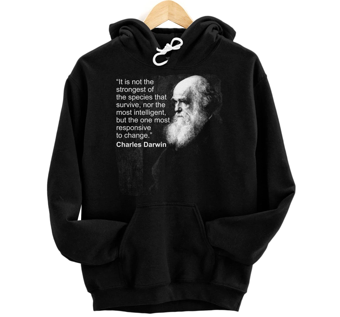 Charles Darwin Portrait quote Evolution Atheist gift Pullover Hoodie