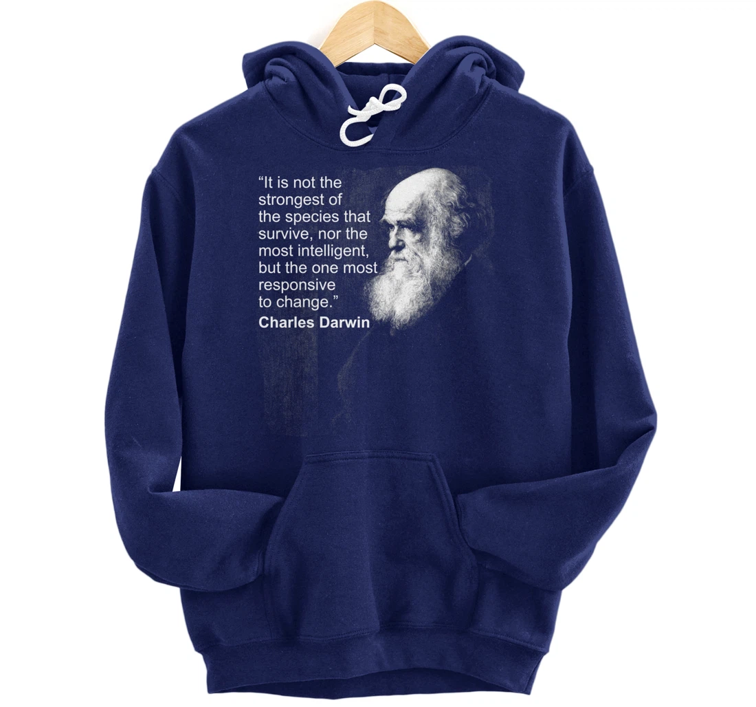 Charles Darwin Portrait quote Evolution Atheist gift Pullover Hoodie