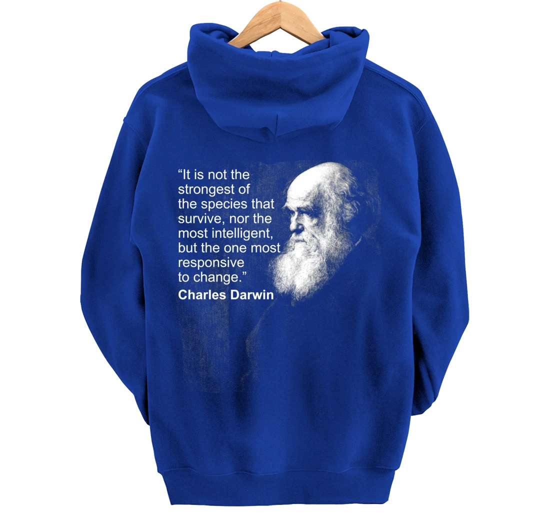 Charles Darwin Portrait quote Evolution Atheist gift Pullover Hoodie