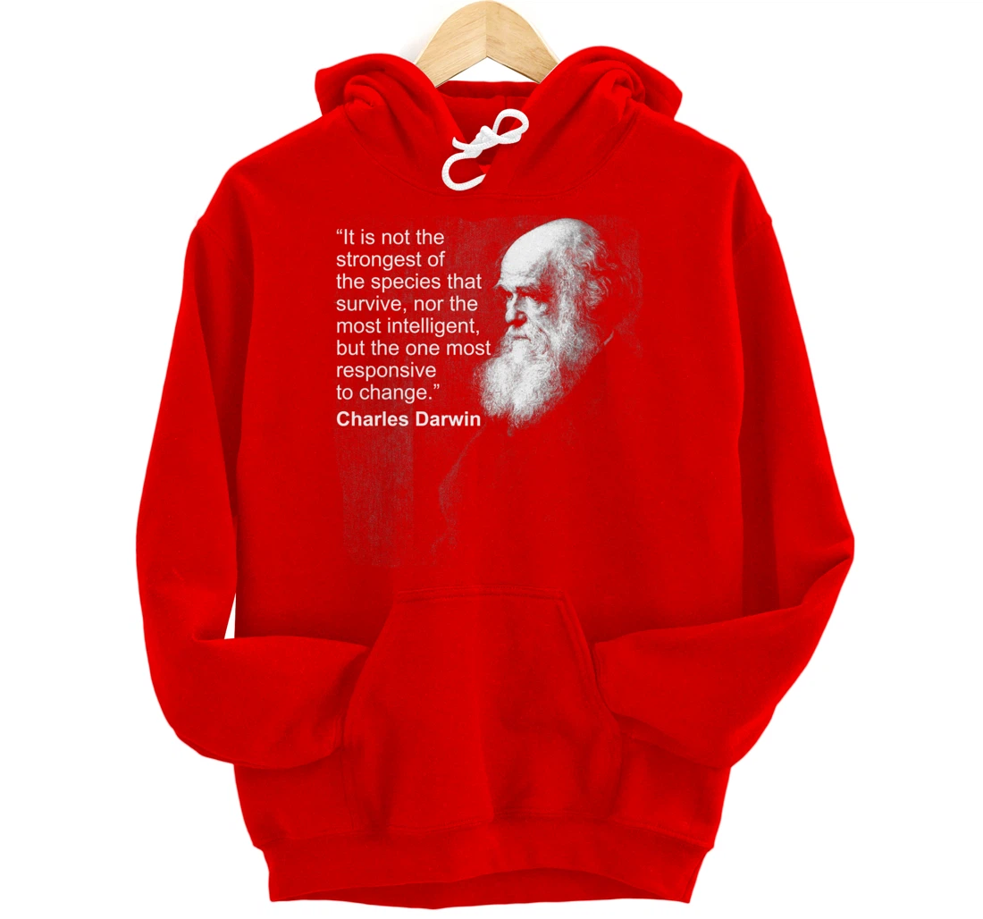 Charles Darwin Portrait quote Evolution Atheist gift Pullover Hoodie