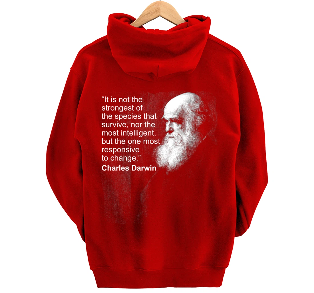 Charles Darwin Portrait quote Evolution Atheist gift Pullover Hoodie