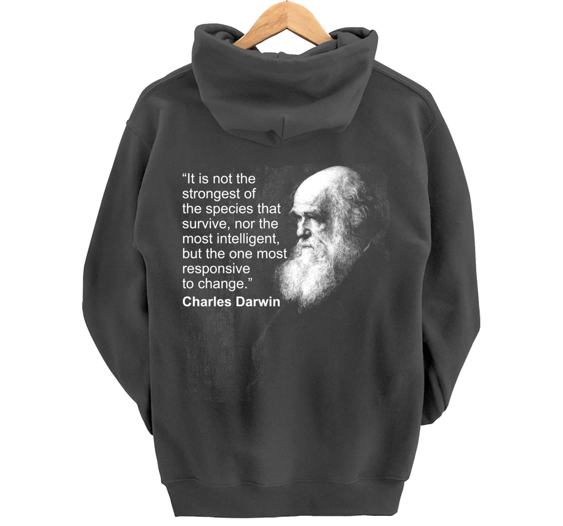 Charles Darwin Portrait quote Evolution Atheist gift Pullover Hoodie