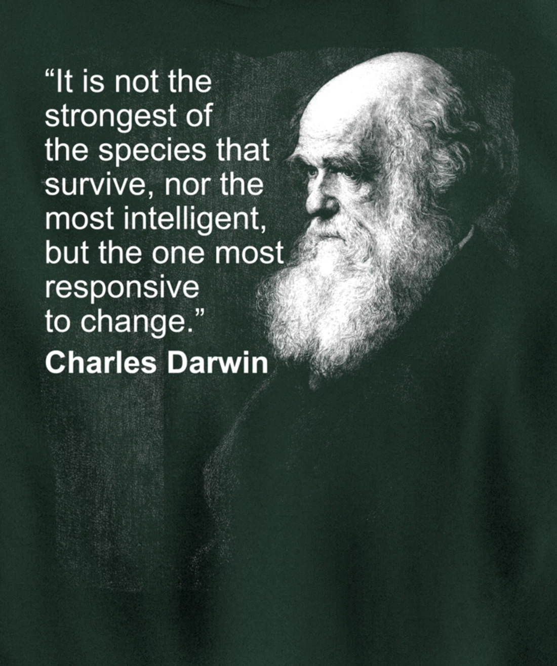 Charles Darwin Portrait quote Evolution Atheist gift Pullover Hoodie