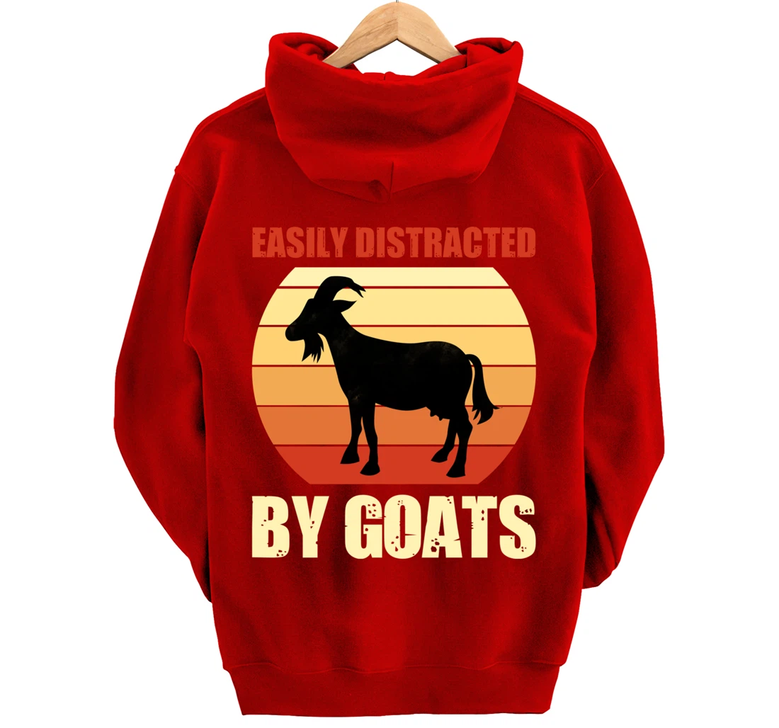 Retro Easily Distracted By Goats Vintage Herd Goat Pullover Hoodie