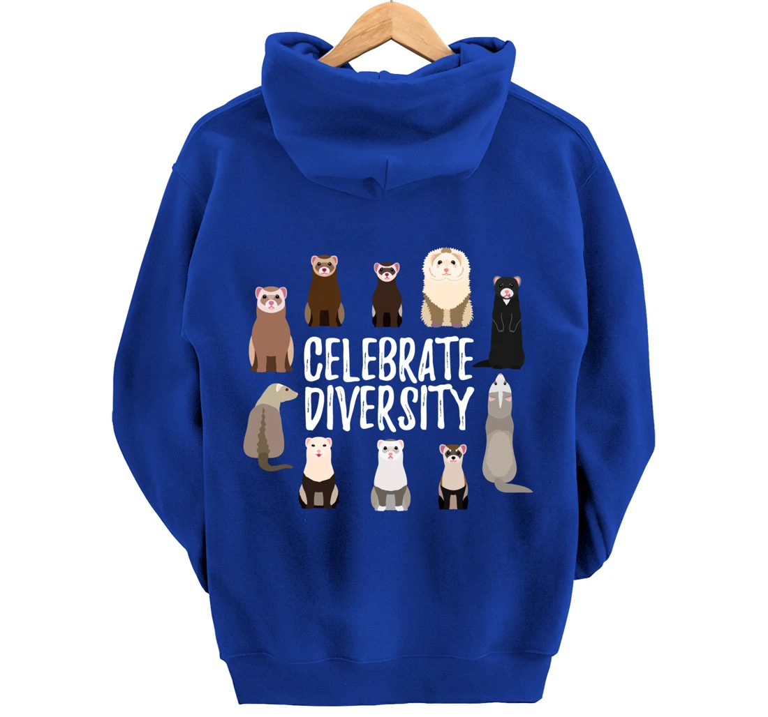 Pet Gifts for Ferret Lovers Celebrate Diversity Funny Ferret Pullover Hoodie