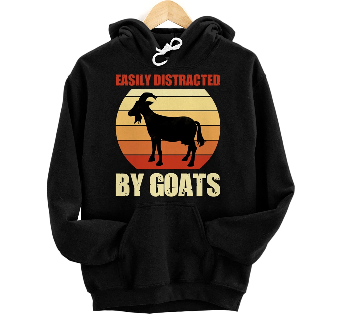 Retro Easily Distracted By Goats Vintage Herd Goat Pullover Hoodie