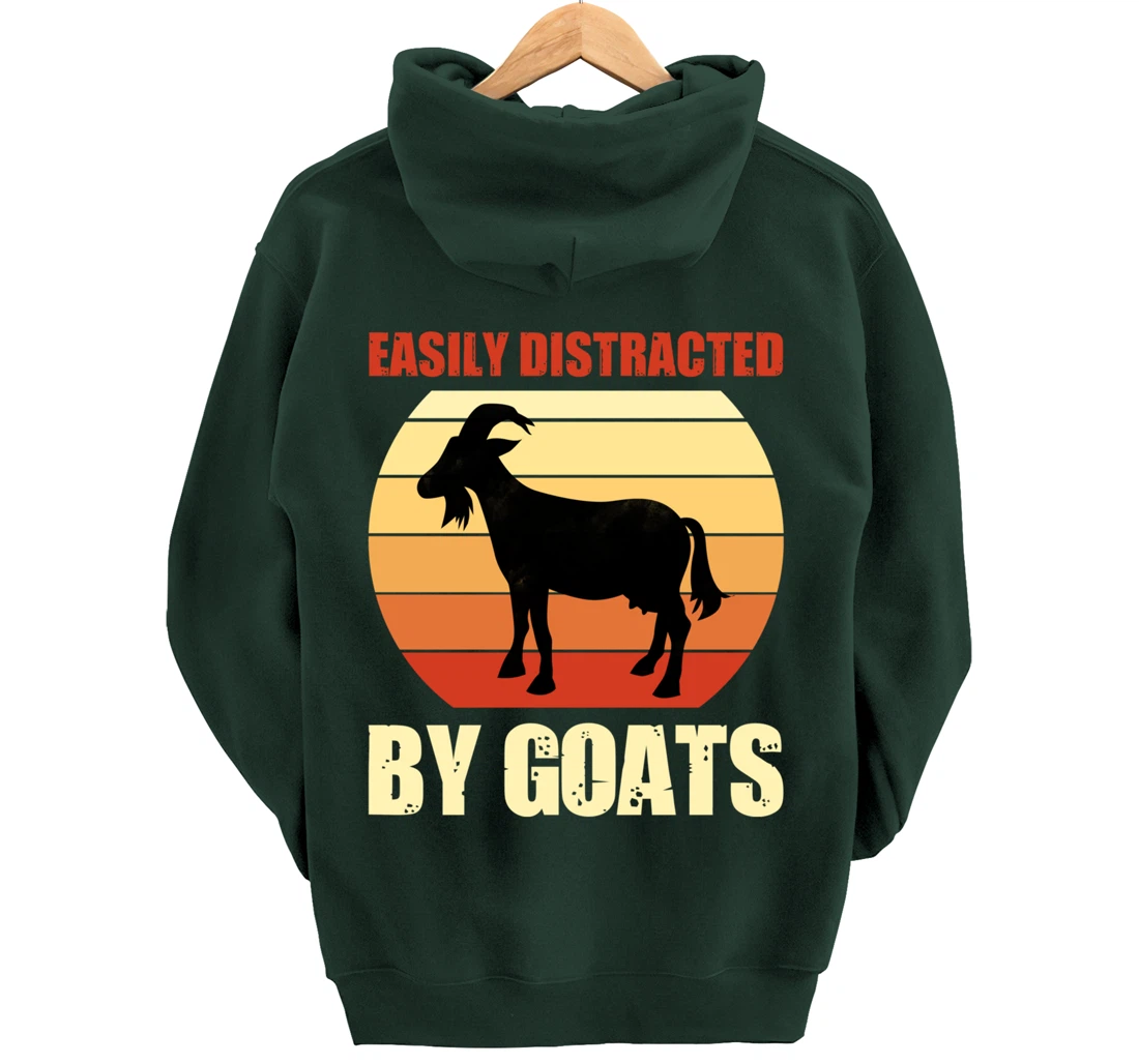 Retro Easily Distracted By Goats Vintage Herd Goat Pullover Hoodie