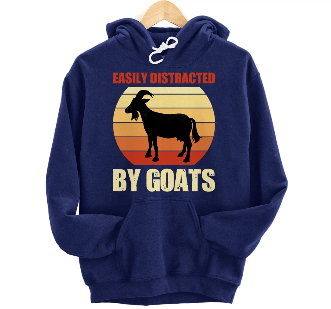 Retro Easily Distracted By Goats Vintage Herd Goat Pullover Hoodie