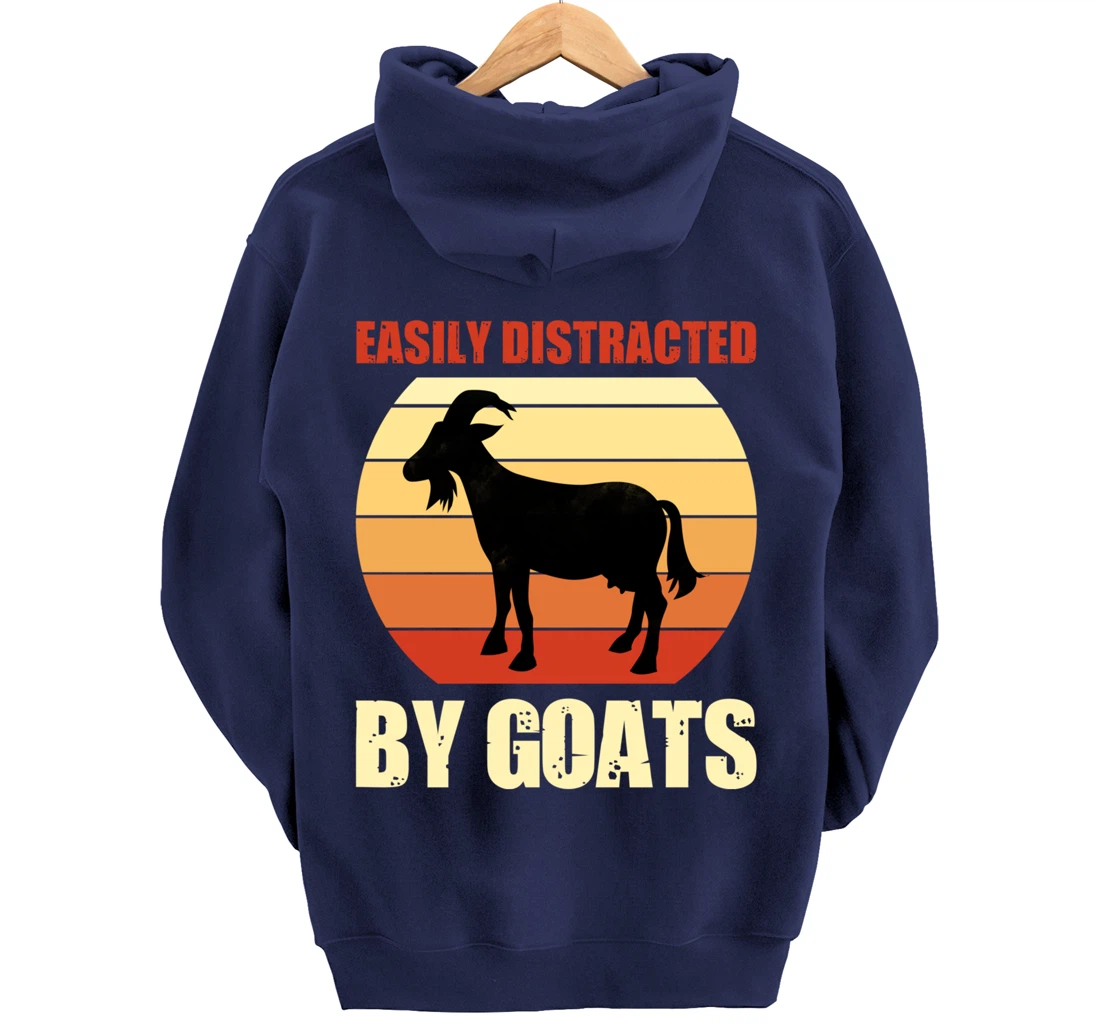 Retro Easily Distracted By Goats Vintage Herd Goat Pullover Hoodie