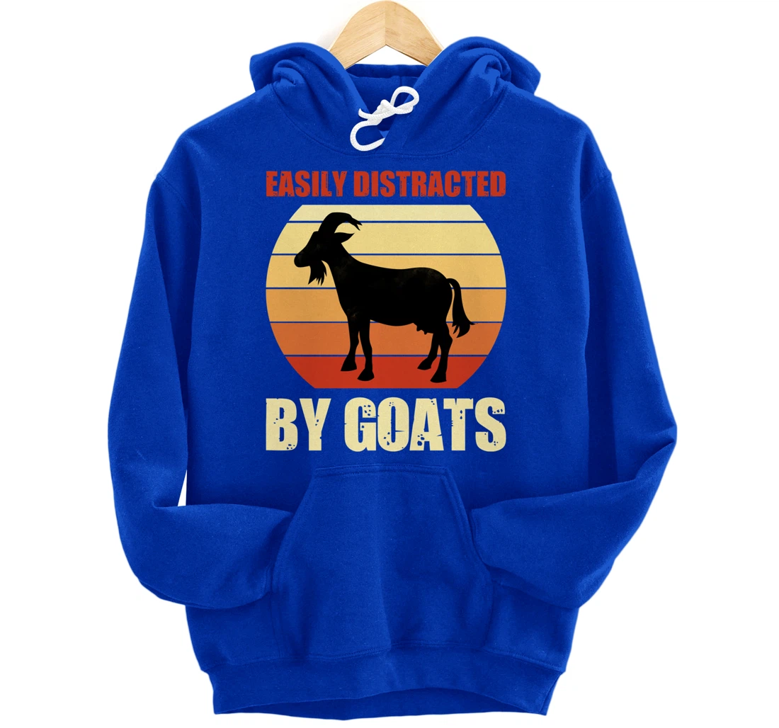 Retro Easily Distracted By Goats Vintage Herd Goat Pullover Hoodie