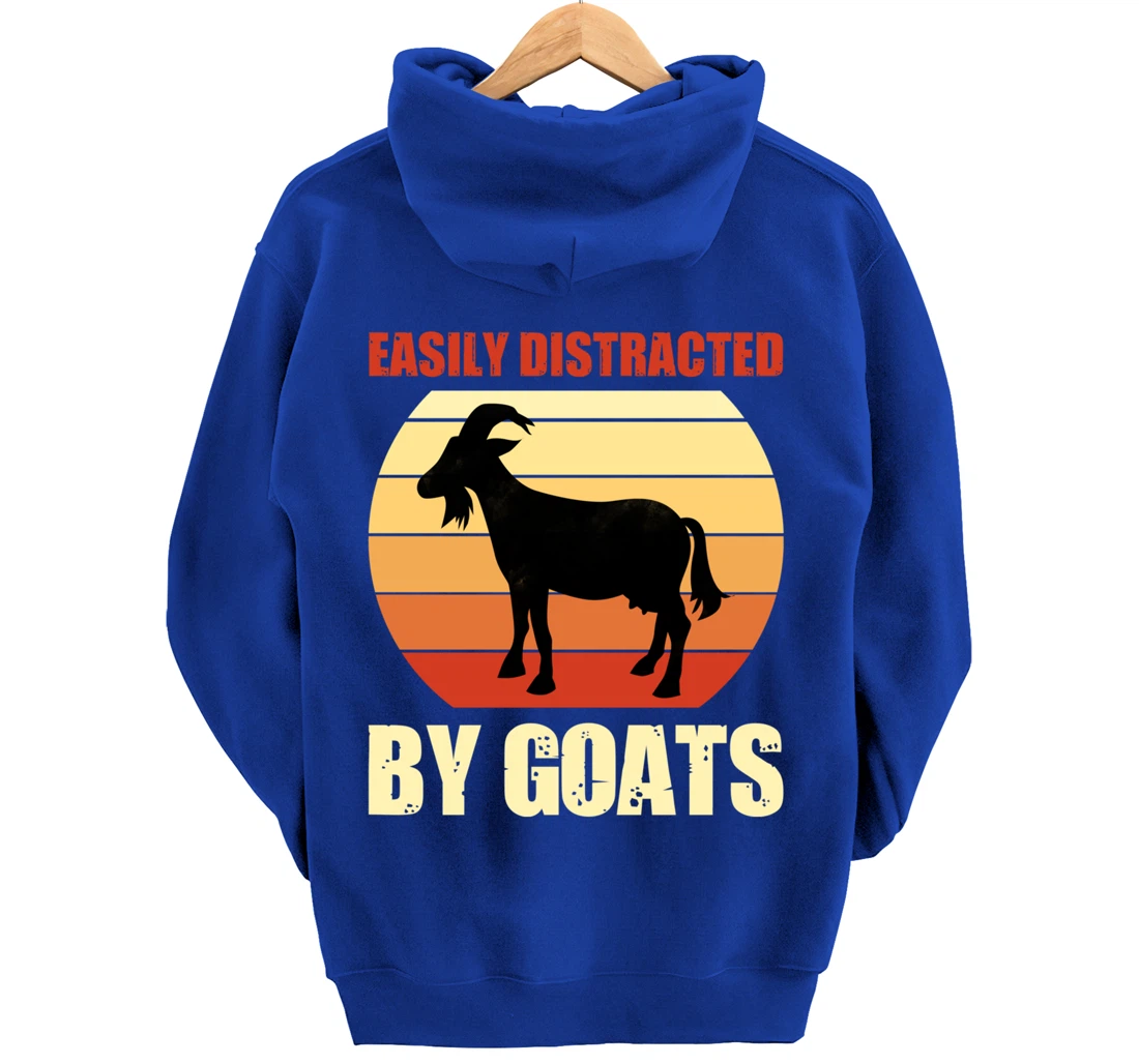 Retro Easily Distracted By Goats Vintage Herd Goat Pullover Hoodie