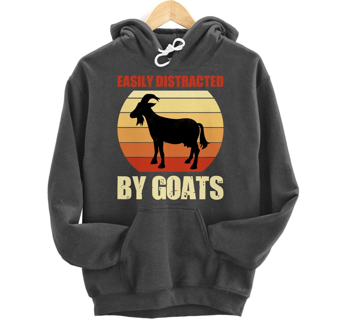 Retro Easily Distracted By Goats Vintage Herd Goat Pullover Hoodie
