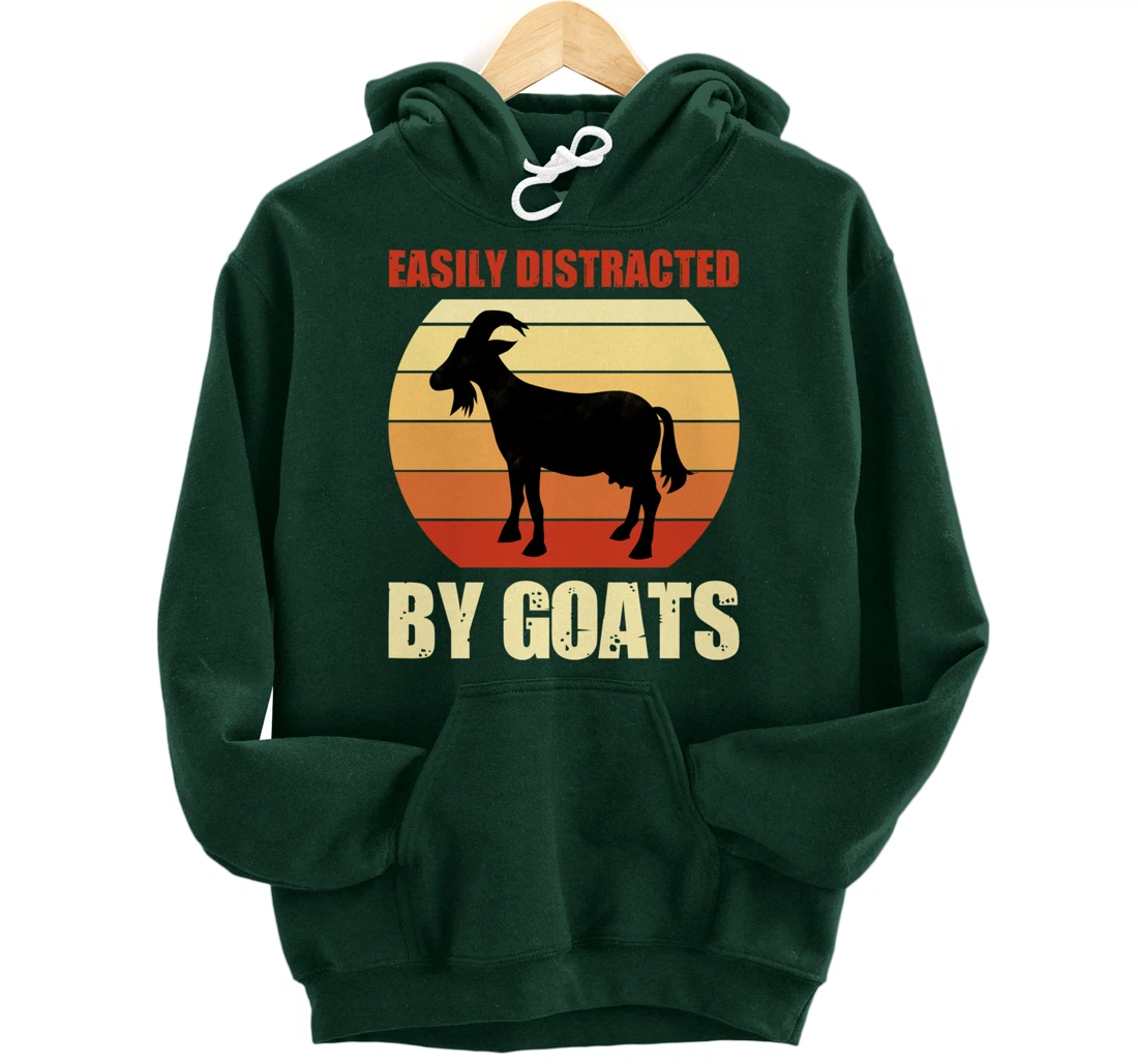 Retro Easily Distracted By Goats Vintage Herd Goat Pullover Hoodie