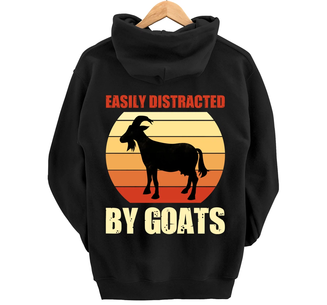 Retro Easily Distracted By Goats Vintage Herd Goat Pullover Hoodie