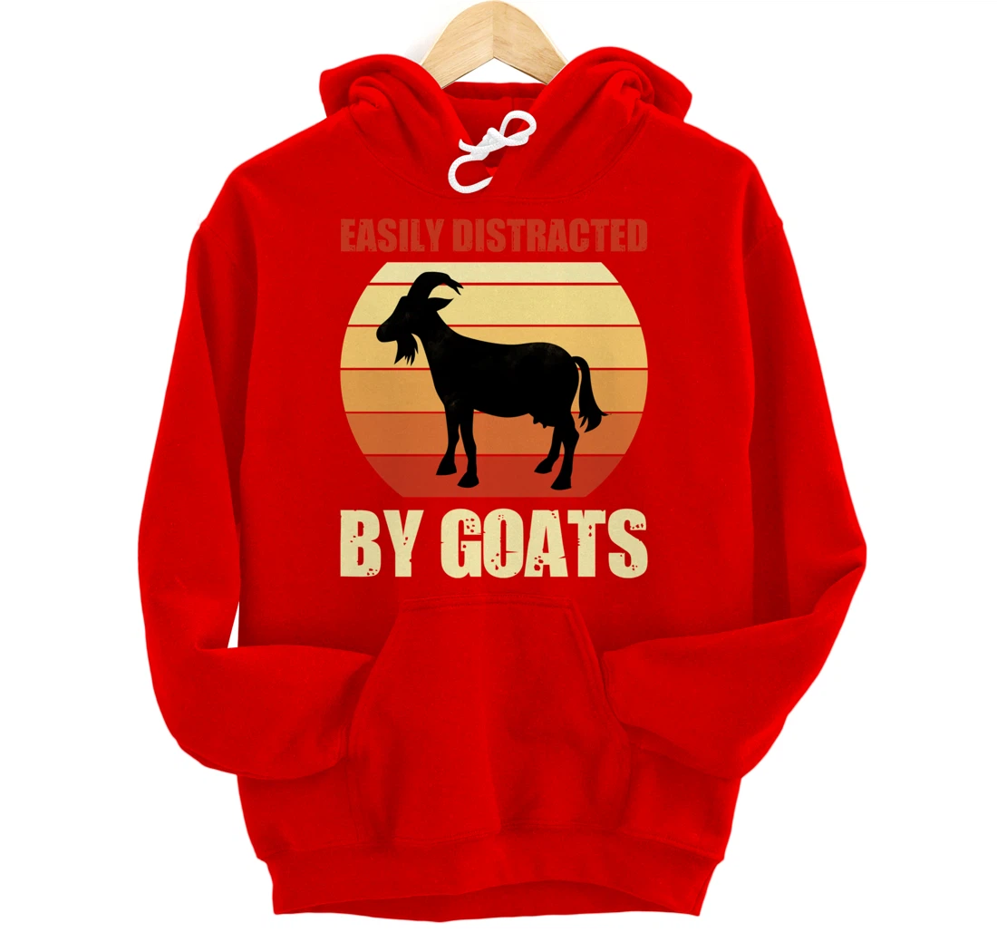 Retro Easily Distracted By Goats Vintage Herd Goat Pullover Hoodie