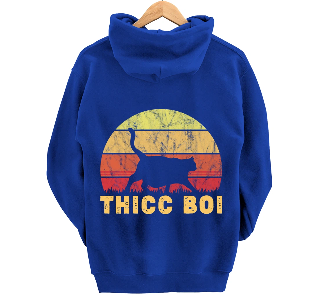 Vintage Thicc Boi Gifts for Boy Cat Fat Chonk Meme Lovers Pullover Hoodie