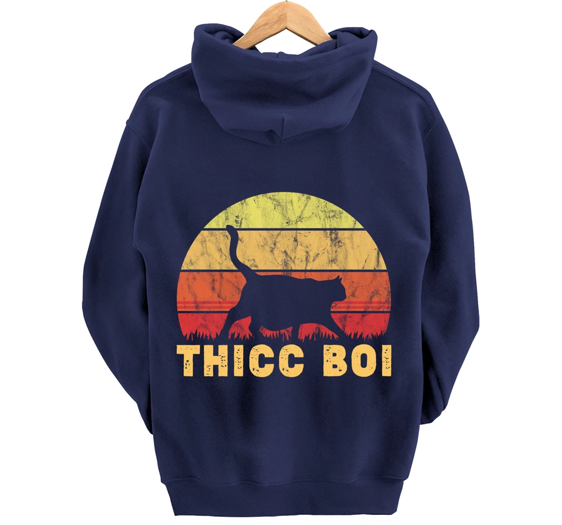 Vintage Thicc Boi Gifts for Boy Cat Fat Chonk Meme Lovers Pullover Hoodie